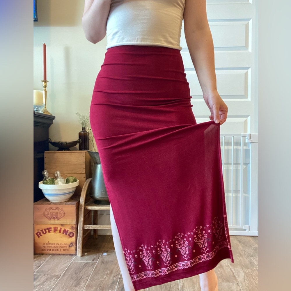 Vintage Red Maxi Skirt
